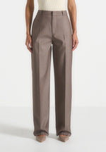 Elsy - Pinstripe Tailored Trousers - Beige