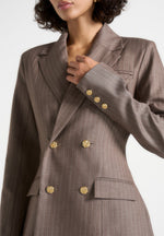 Maia - Pinstripe Double Breasted Blazer - Beige