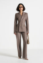 Maia - Pinstripe Double Breasted Blazer - Beige