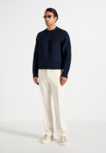 Raymond - Plait Detail Raglan Knit Jumper - Navy