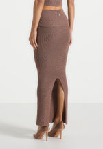 Amy - Asymmetric Midaxi Skirt With Hardware Detail - Taupe