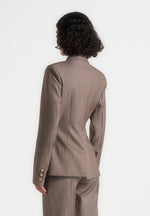 Maia - Pinstripe Double Breasted Blazer - Beige
