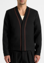 Alain - Tailored Cardigan With Contrast Placket - Black