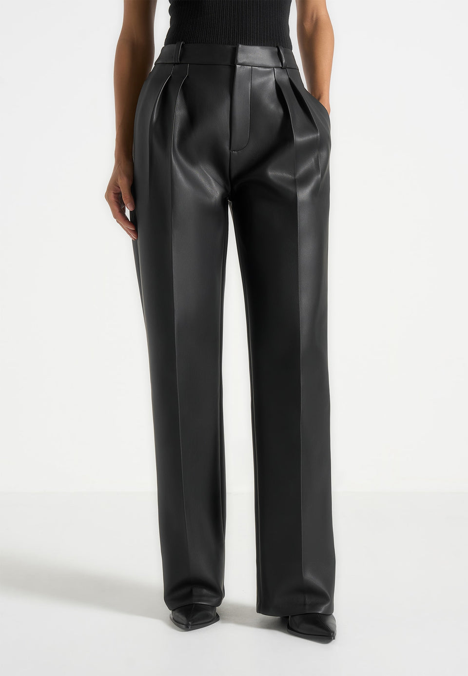 julie-leather-twin-pleat-trousers-black