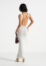 Myriam - Pointelle Plunge Midaxi Dress With Chain - Cream