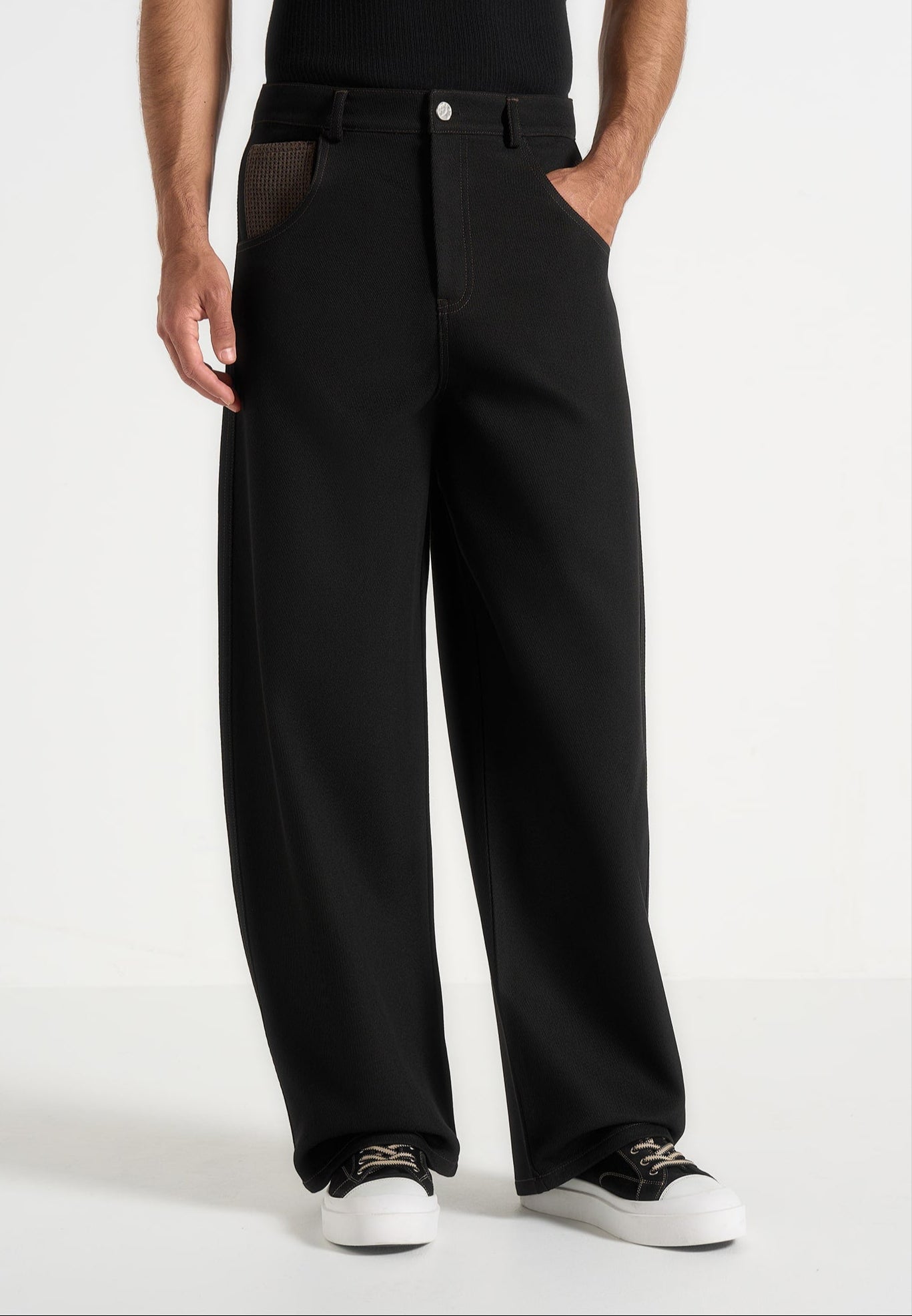 Lazare - Wide Leg Twill Jeans - Black