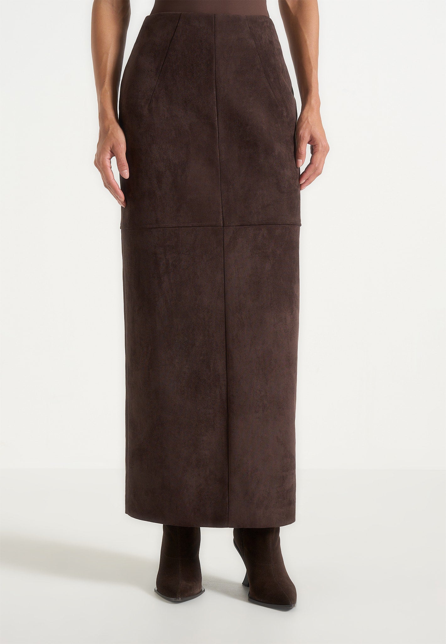 Célie - Suede Maxi Skirt - Brown