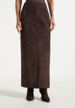 Célie - Suede Maxi Skirt - Brown