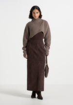 Célie - Suede Maxi Skirt - Brown