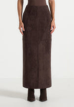 Célie - Suede Maxi Skirt - Brown