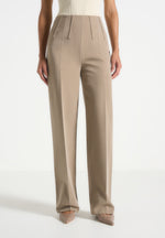 Rafaela - Corset Waist Tailored Trousers - Beige