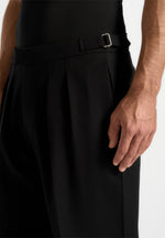 Pierre - Relaxed Fit Pleated Tailored Trousers - Black