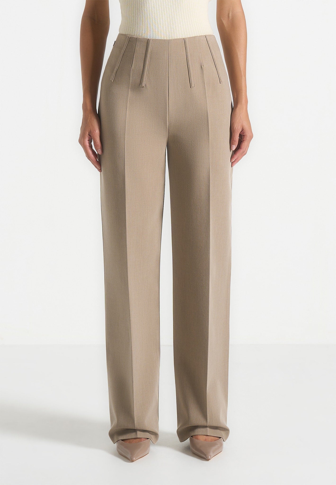 Rafaela - Corset Waist Tailored Trousers - Beige