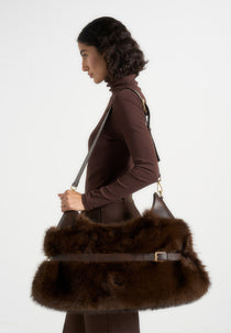 Cali - Fur Duffel Bag  - Brown
