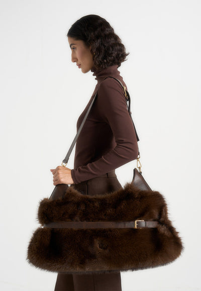 Cali - Fur Duffel Bag  - Brown