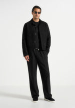 Pierre - Relaxed Fit Pleated Tailored Trousers - Black