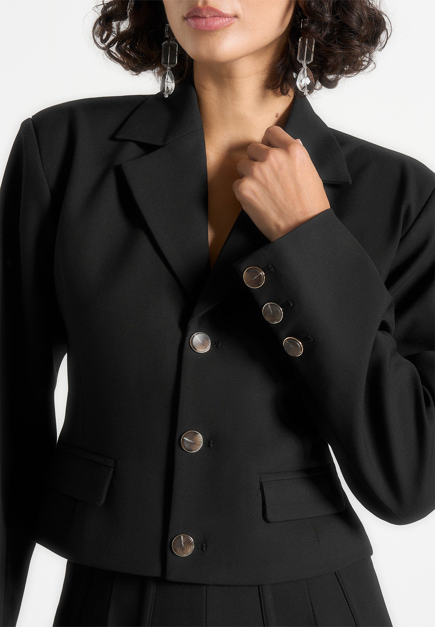 Prisca - Tailored Cropped Blazer - Black