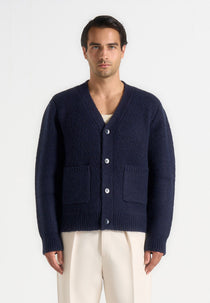 KW002 - Wool Knit Cardigan - Navy