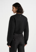 Caren - Brushed Wool Knit Cardigan - Black