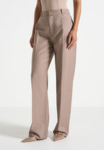 Doria - Tailored Trousers With Waistband Detail - Taupe