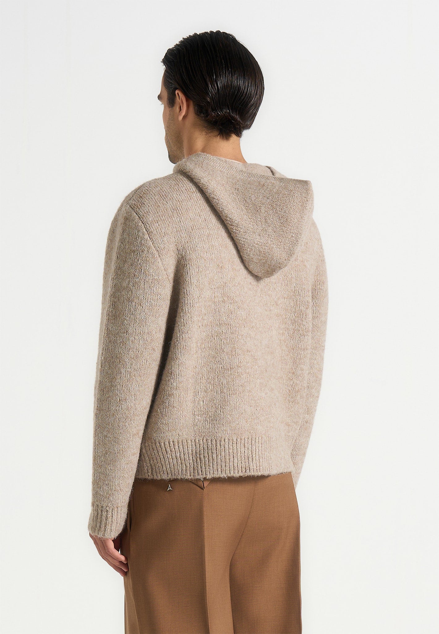 Billie - Unisex Brushed Wool Zip Hoodie - Beige
