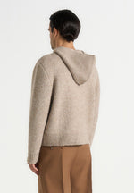 Billie - Unisex Brushed Wool Zip Hoodie - Beige