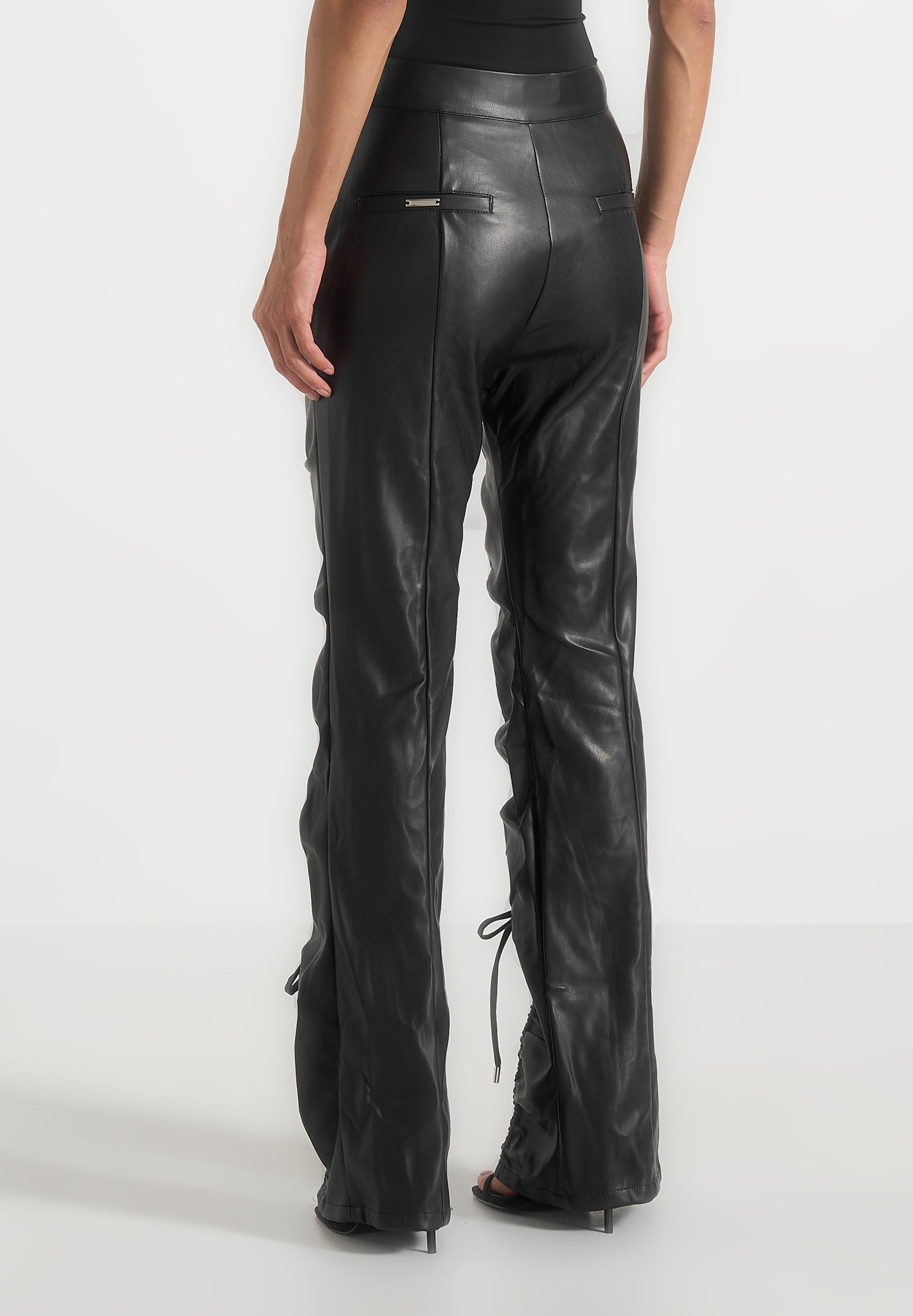 vegan-leather-ruched-trousers-black
