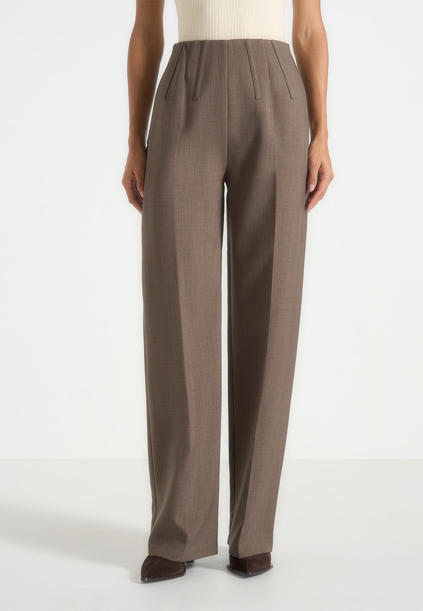 Rafaela - Corset Waist Tailored Trousers - Beige 