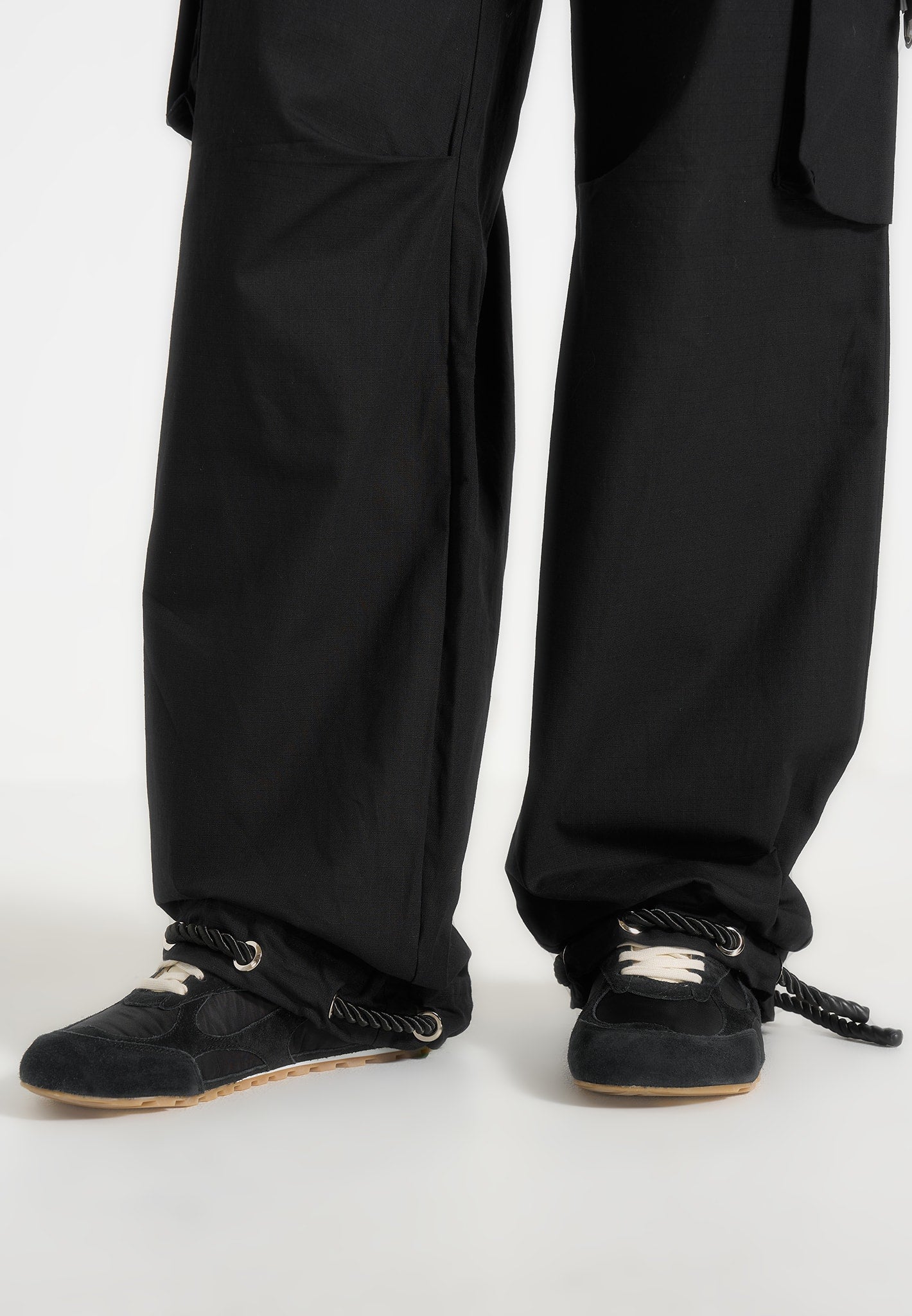 Rosa - Ripstop Parachute Cargo Pants - Black