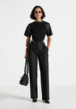 Juline - Leather Corset T-Shirt - Black