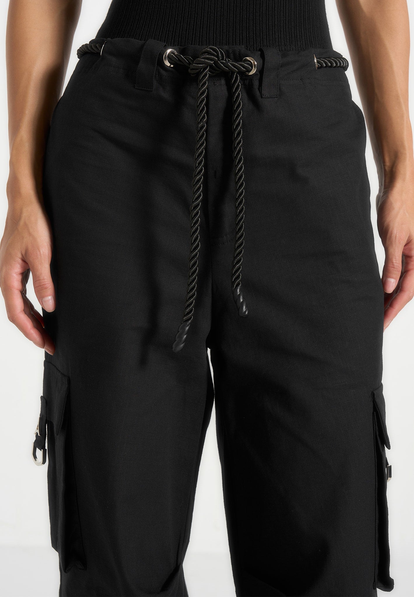 Rosa - Ripstop Parachute Cargo Pants - Black
