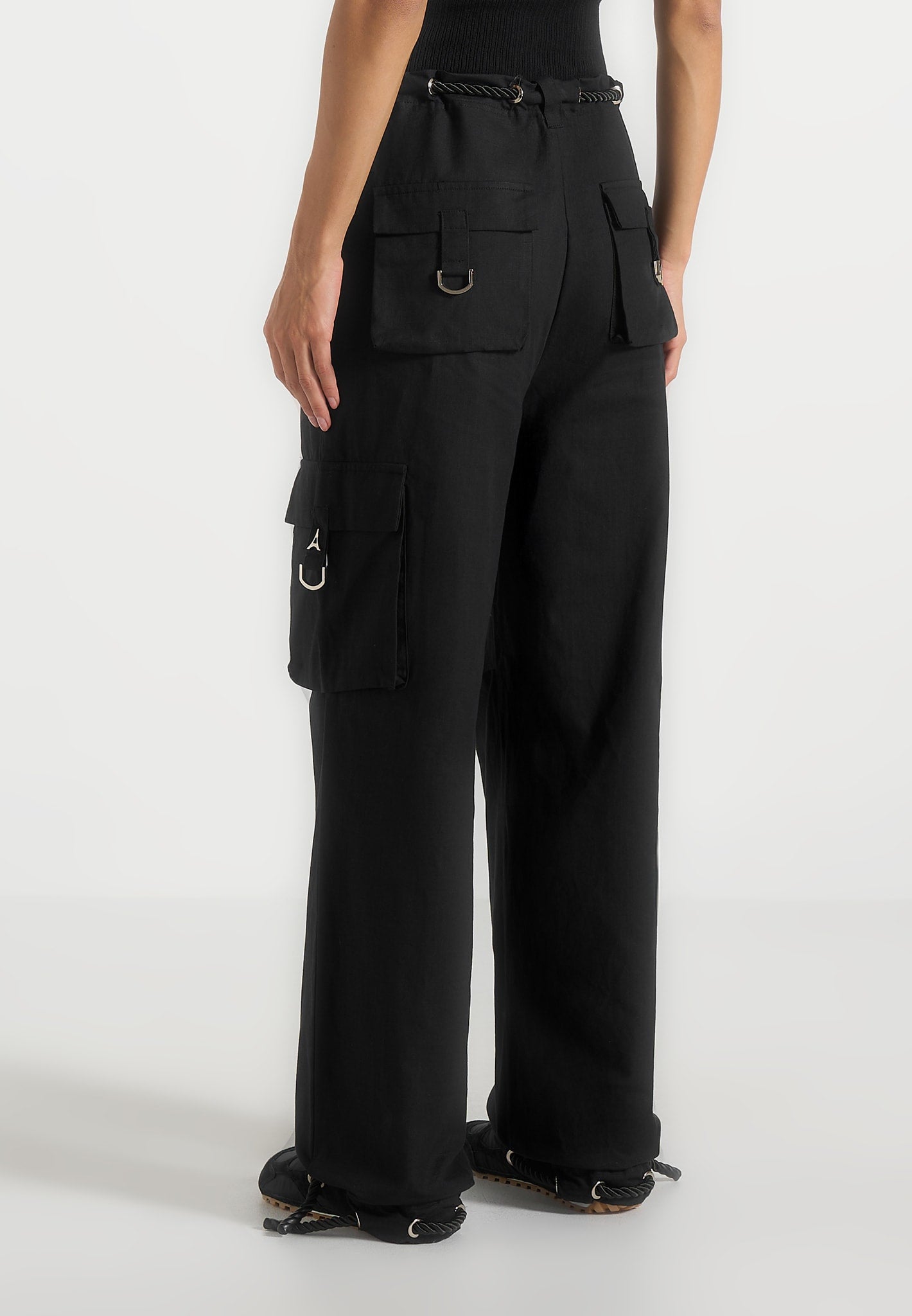 Rosa - Ripstop Parachute Cargo Pants - Black