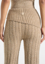 Elvy - Cable Knit Foldover Fit & Flare Bottoms - Taupe