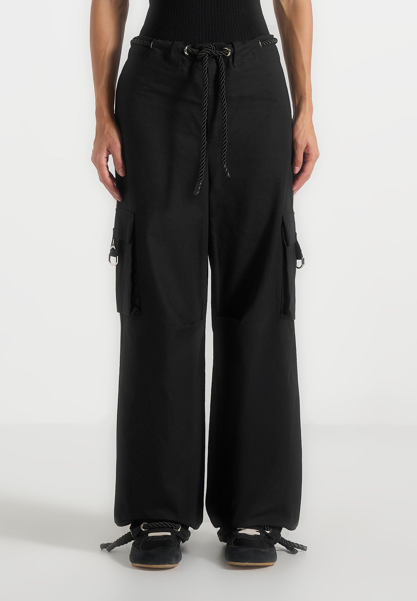 Rosa - Ripstop Parachute Cargo Pants - Black