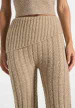 Elvy - Cable Knit Foldover Fit & Flare Bottoms - Taupe