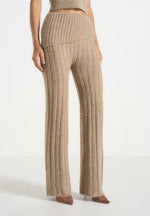 Elvy - Cable Knit Foldover Fit & Flare Bottoms - Taupe