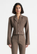 Prisca - Tailored Cropped Blazer - Taupe