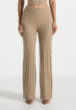 Elvy - Cable Knit Foldover Fit & Flare Bottoms - Taupe