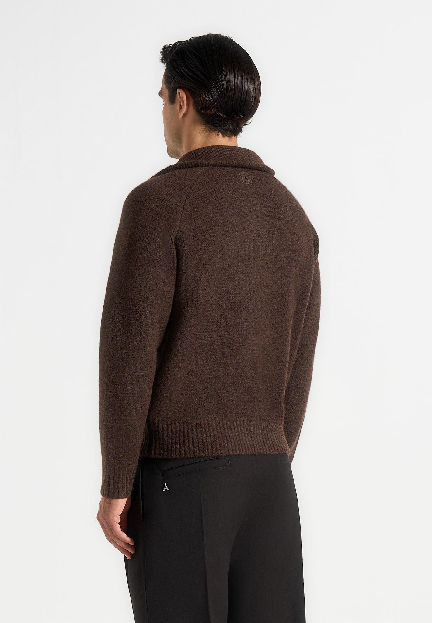 René - Colour Block Zip Through Cardigan - Black/Brown
