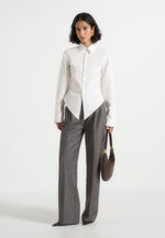 Julie - Speckled Tailored Twin Pleat Trousers - Grey Speckle