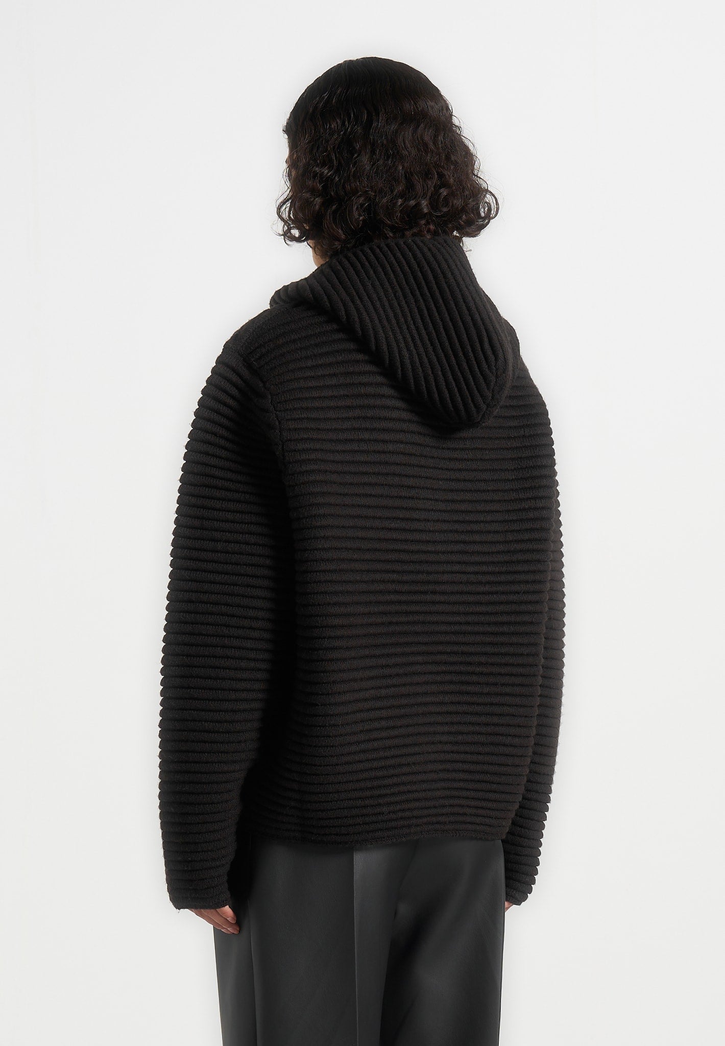 Eden - Unisex Ribbed Knit Zip Up Hoodie - Black