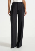 Julie - Tailored Twin Pleat Trousers - Black Speckle