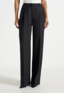 Julie - Tailored Twin Pleat Trousers - Black Speckle