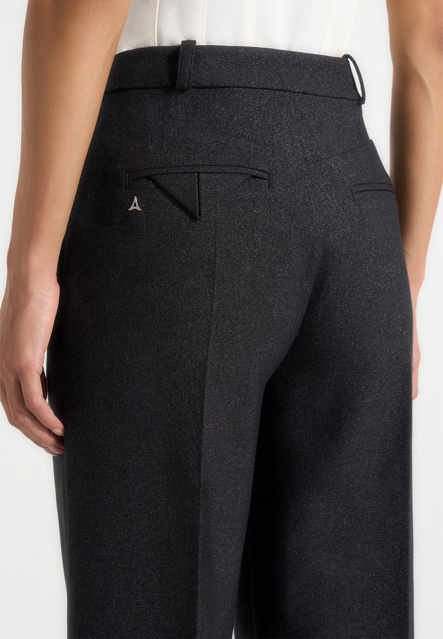 Julie - Tailored Twin Pleat Trousers - Black Speckle
