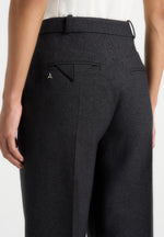 Julie - Tailored Twin Pleat Trousers - Black Speckle