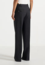 Julie - Tailored Twin Pleat Trousers - Black Speckle