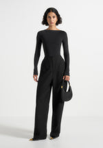 Réna - High Waisted Corset Sculptural Trousers - Black