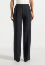 Julie - Tailored Twin Pleat Trousers - Black Speckle