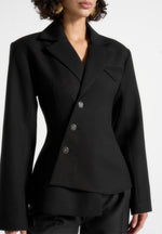 Thalia - Asymmetric Tailored Double Breasted Blazer - Black