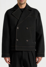 Mika - Unisex Tailored Double Breasted Jacket With Contrast Stitch - Black